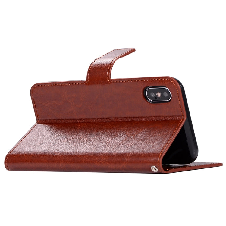 For iPhone X / XS Crazy Horse Texture Horizontal Flip Leather Case with Holder & Card Slots & Wallet & Photo Frame