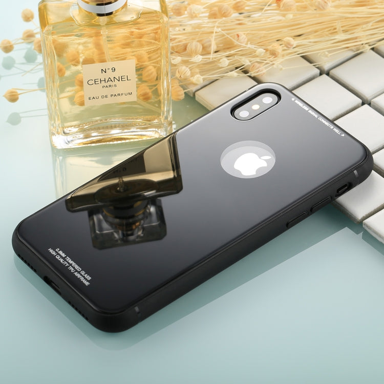 For iPhone X / XS 0.8mm Tempered Glass High Quality TPU Airframe Protective Back Cover Case