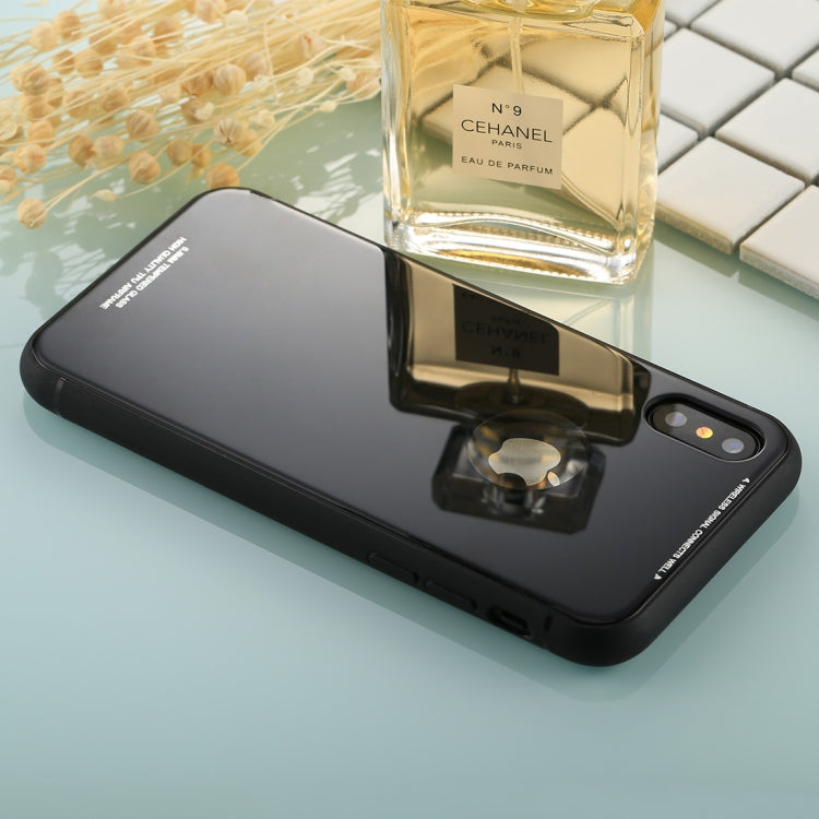 For iPhone X / XS 0.8mm Tempered Glass High Quality TPU Airframe Protective Back Cover Case
