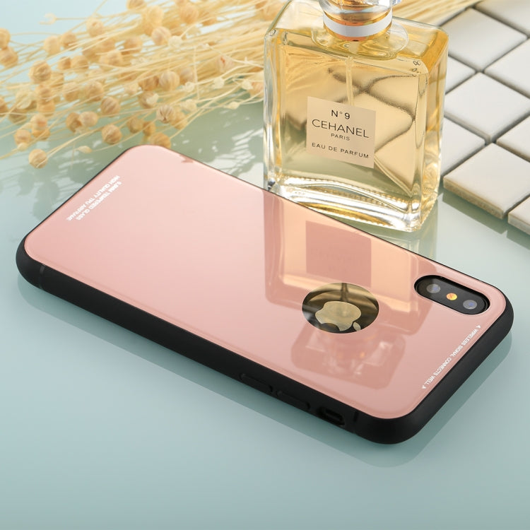 For iPhone X / XS 0.8mm Tempered Glass High Quality TPU Airframe Protective Back Cover Case