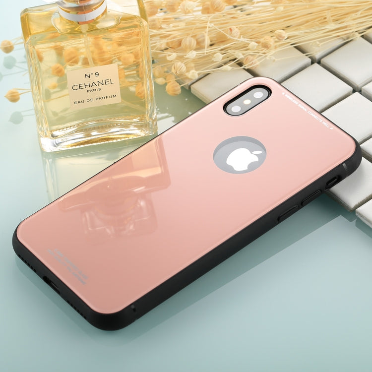 For iPhone X / XS 0.8mm Tempered Glass High Quality TPU Airframe Protective Back Cover Case
