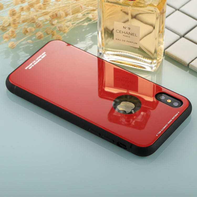 For iPhone X / XS 0.8mm Tempered Glass High Quality TPU Airframe Protective Back Cover Case