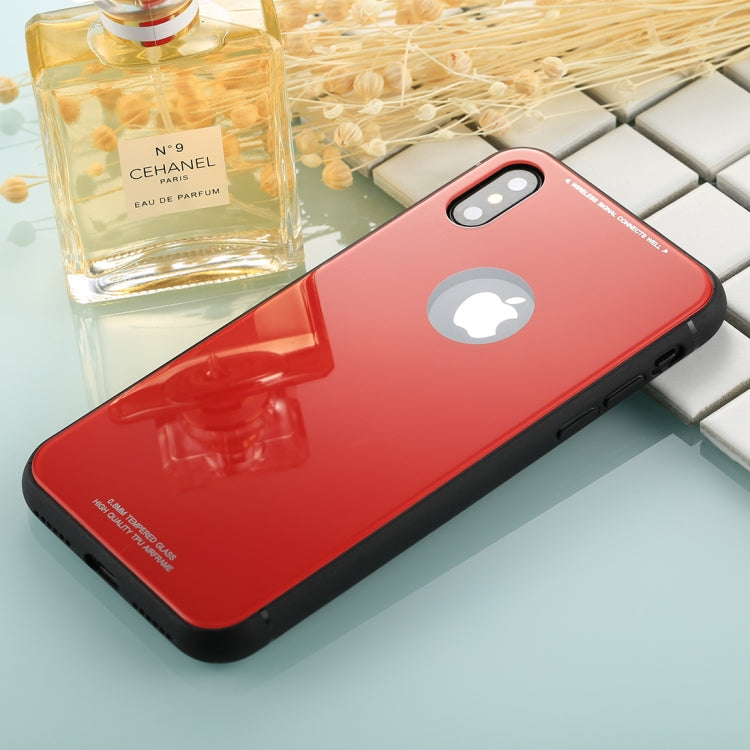 For iPhone X / XS 0.8mm Tempered Glass High Quality TPU Airframe Protective Back Cover Case