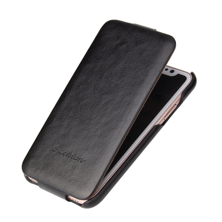 For iPhone X / XS Fierre Shann Retro Oil Wax Texture Vertical Flip PU Leather Case