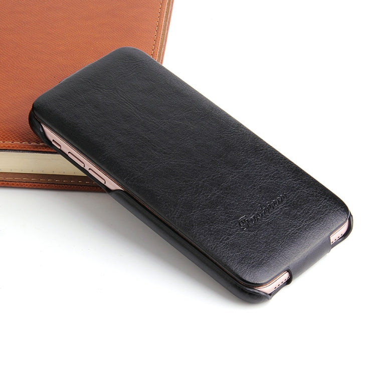 For iPhone X / XS Fierre Shann Retro Oil Wax Texture Vertical Flip PU Leather Case