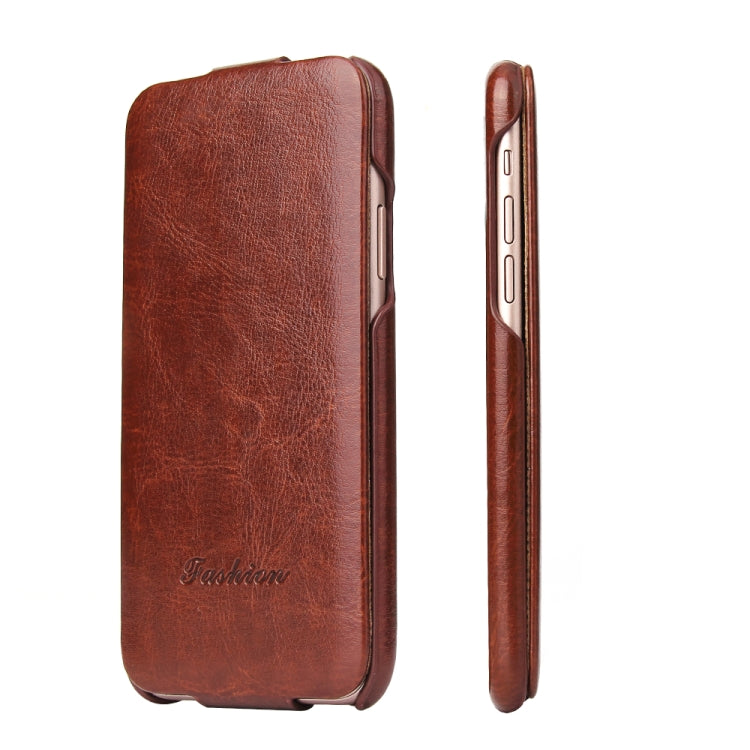 For iPhone X / XS Fierre Shann Retro Oil Wax Texture Vertical Flip PU Leather Case