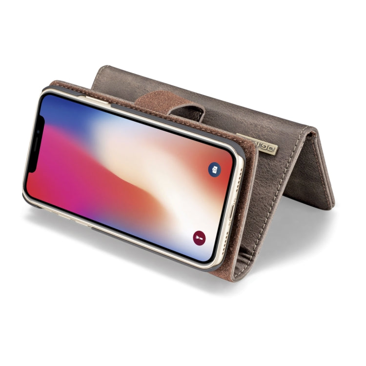 For iPhone X / XS DG.MING Triple Fold Crazy Horse Texture Horizontal Flip Magnetic Protective Case with Holder & Card Slots & Wallet
