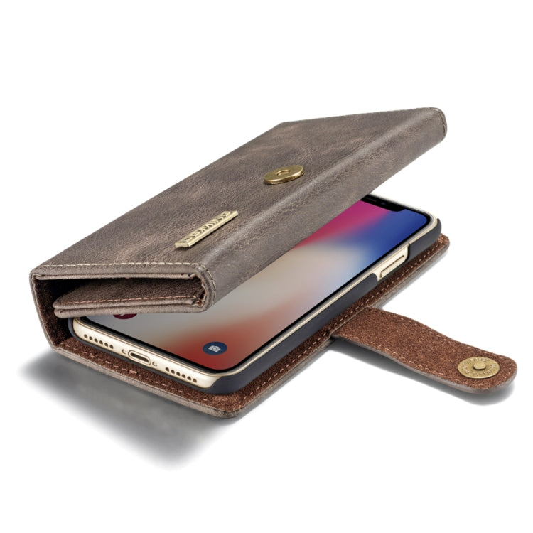 For iPhone X / XS DG.MING Triple Fold Crazy Horse Texture Horizontal Flip Magnetic Protective Case with Holder & Card Slots & Wallet