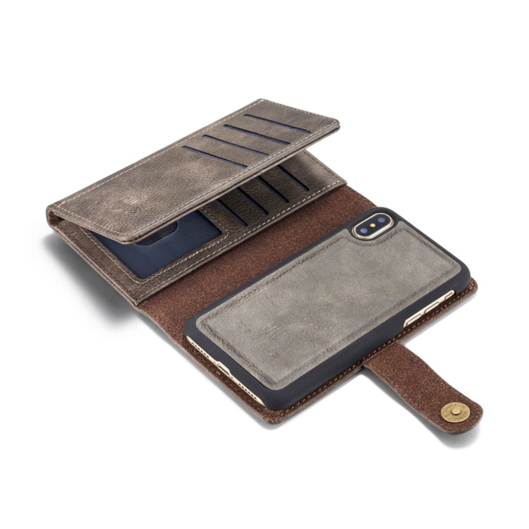 For iPhone X / XS DG.MING Triple Fold Crazy Horse Texture Horizontal Flip Magnetic Protective Case with Holder & Card Slots & Wallet