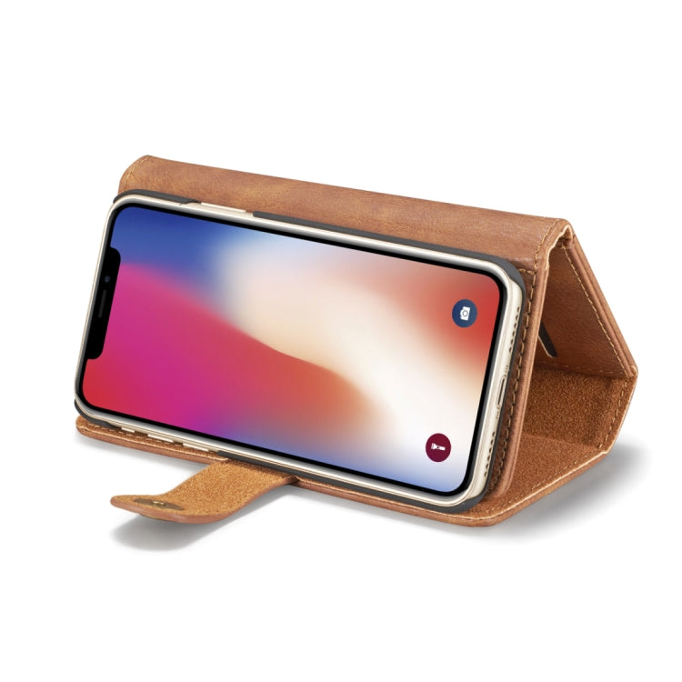 For iPhone X / XS DG.MING Triple Fold Crazy Horse Texture Horizontal Flip Magnetic Protective Case with Holder & Card Slots & Wallet