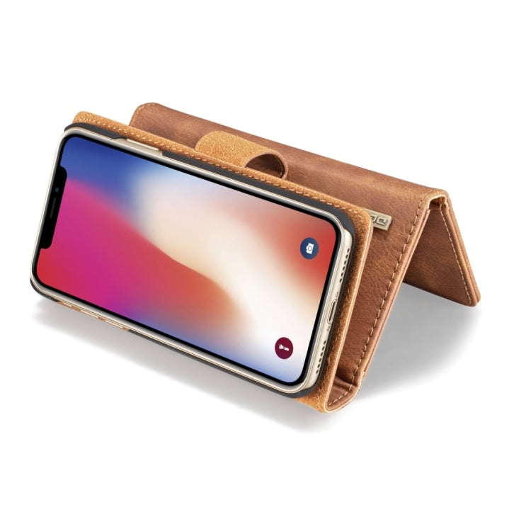 For iPhone X / XS DG.MING Triple Fold Crazy Horse Texture Horizontal Flip Magnetic Protective Case with Holder & Card Slots & Wallet