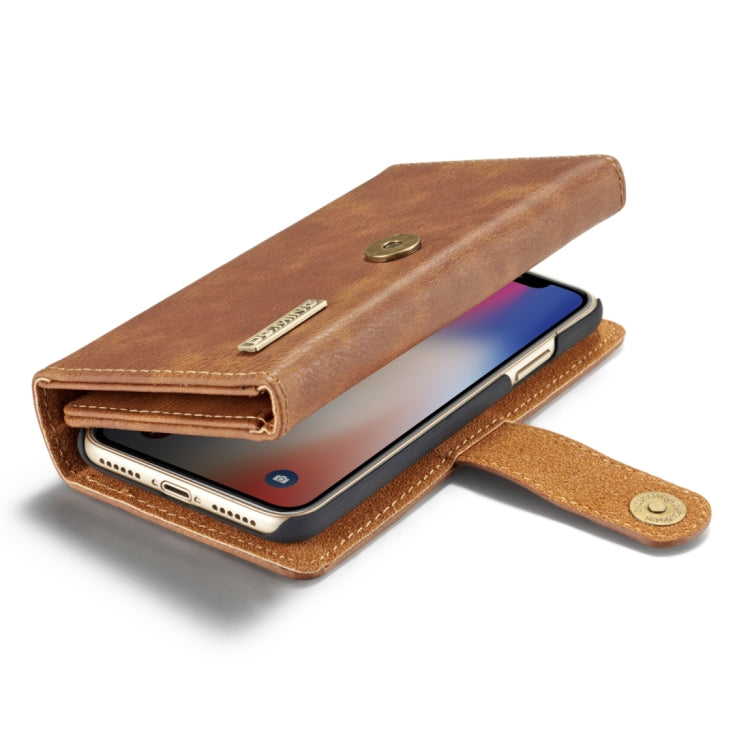 For iPhone X / XS DG.MING Triple Fold Crazy Horse Texture Horizontal Flip Magnetic Protective Case with Holder & Card Slots & Wallet