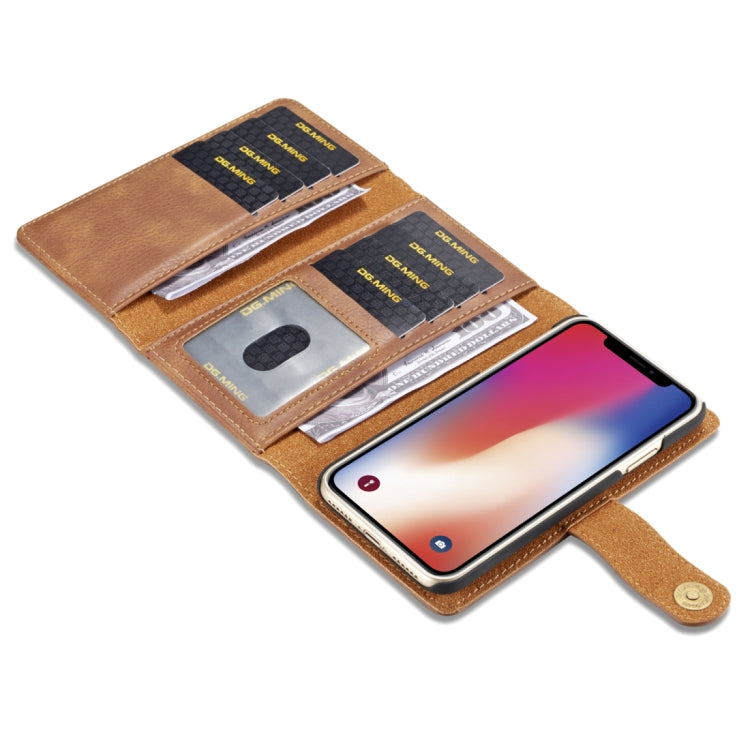 For iPhone X / XS DG.MING Triple Fold Crazy Horse Texture Horizontal Flip Magnetic Protective Case with Holder & Card Slots & Wallet