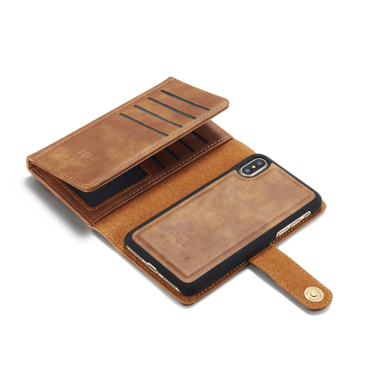 For iPhone X / XS DG.MING Triple Fold Crazy Horse Texture Horizontal Flip Magnetic Protective Case with Holder & Card Slots & Wallet