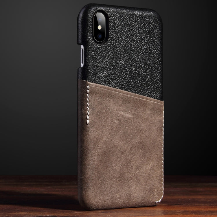 For iPhone X / XS Contrast Color PU Leather Protector Back Case with Card Slot