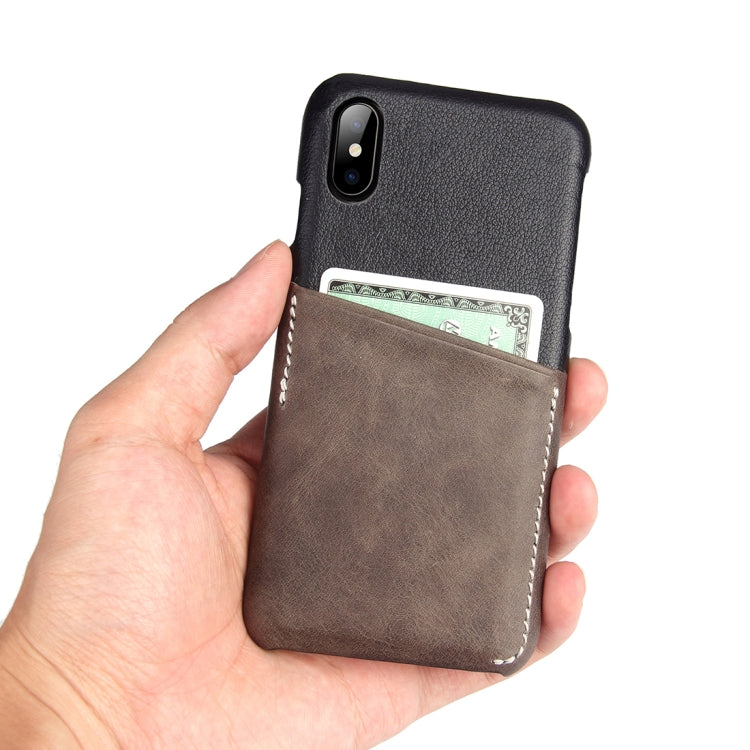 For iPhone X / XS Contrast Color PU Leather Protector Back Case with Card Slot
