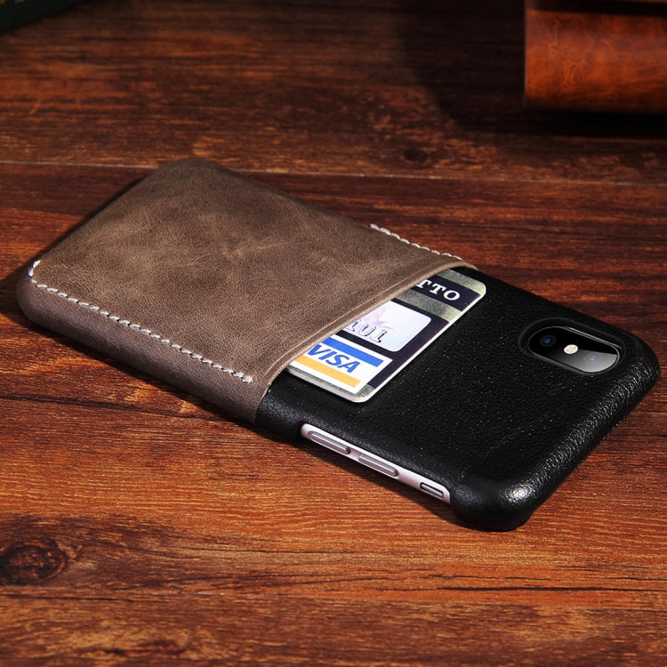 For iPhone X / XS Contrast Color PU Leather Protector Back Case with Card Slot