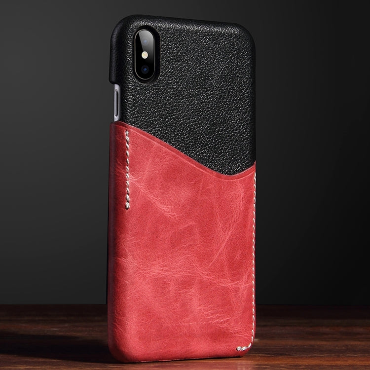 For iPhone X / XS Contrast Color PU Leather Protector Back Case with Card Slot