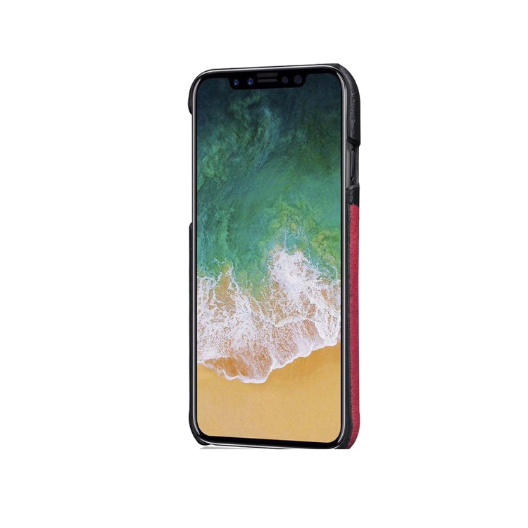 For iPhone X / XS Contrast Color PU Leather Protector Back Case with Card Slot