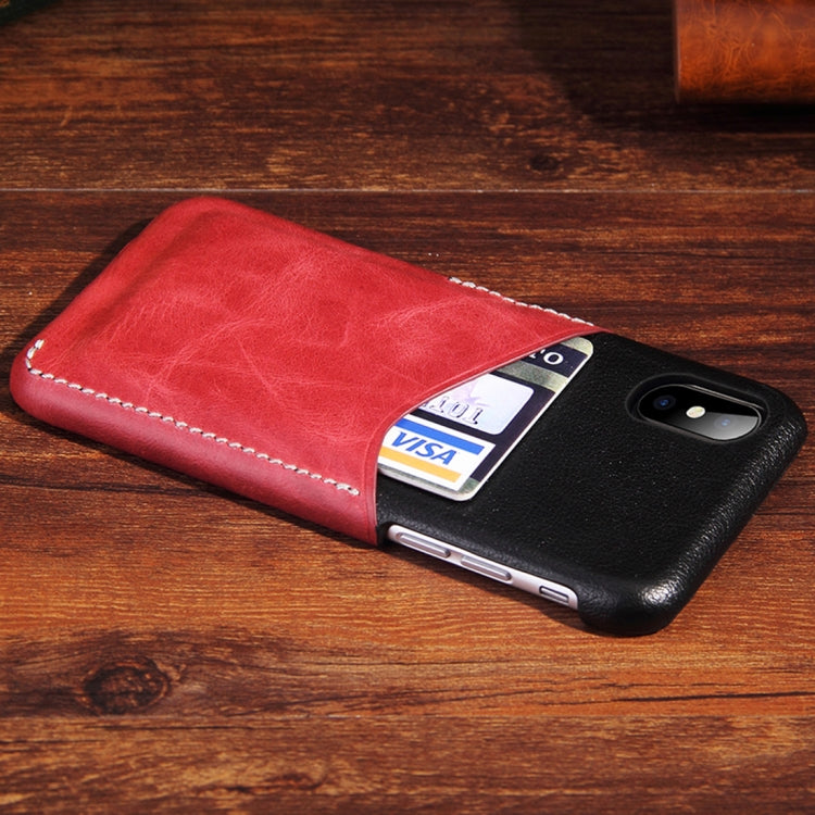 For iPhone X / XS Contrast Color PU Leather Protector Back Case with Card Slot