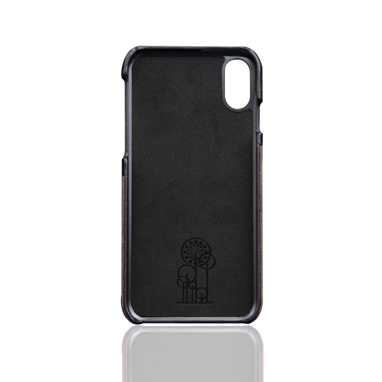 For iPhone X / XS Contrast Color PU Leather Protector Back Case with Card Slot