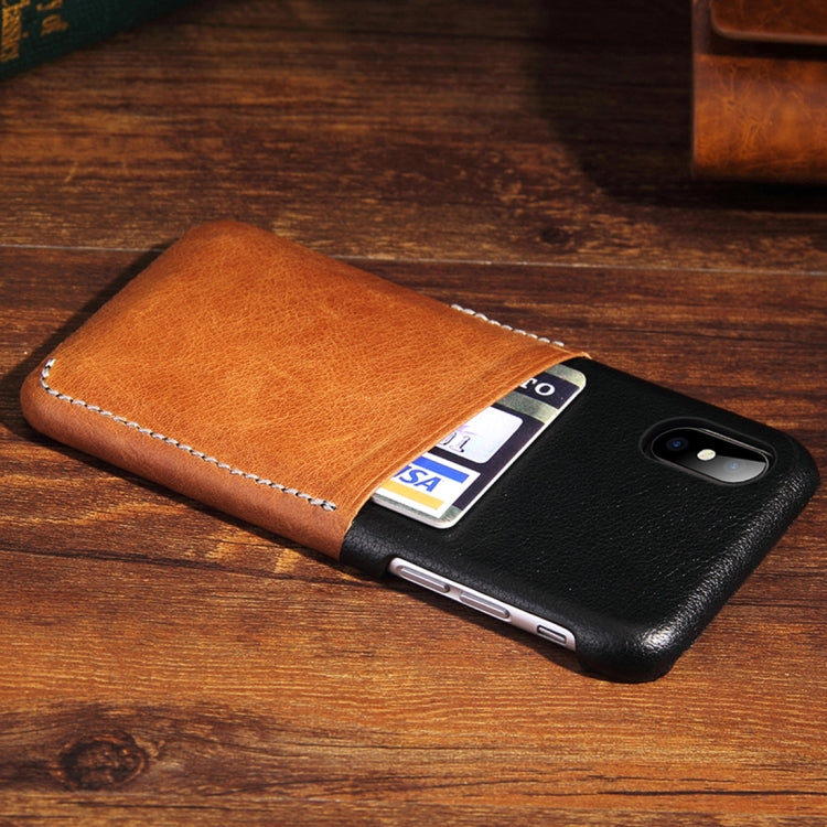 For iPhone X / XS Contrast Color PU Leather Protector Back Case with Card Slot