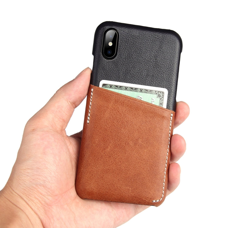 For iPhone X / XS Contrast Color PU Leather Protector Back Case with Card Slot