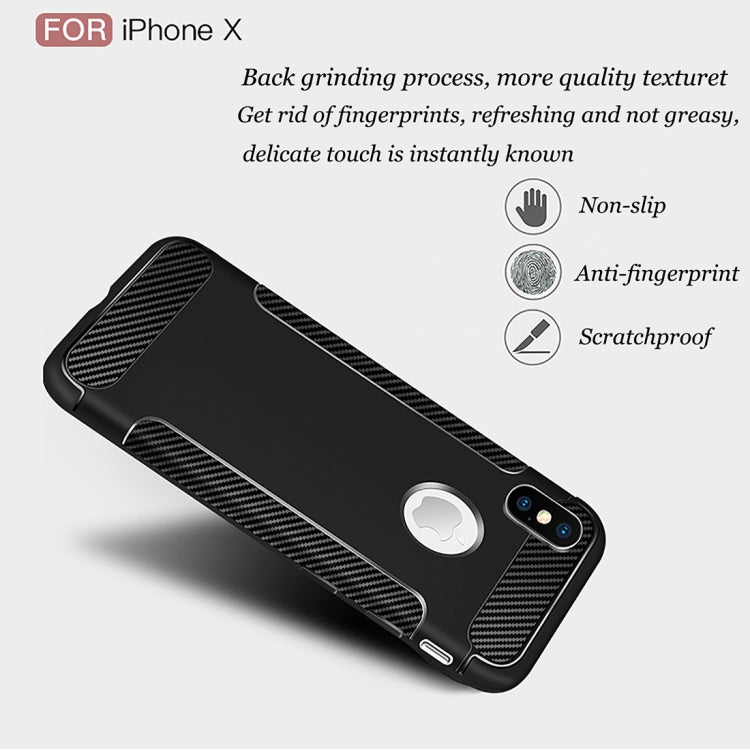 For iPhone X / XS Carbon Fiber Anti-slip TPU Protective Case