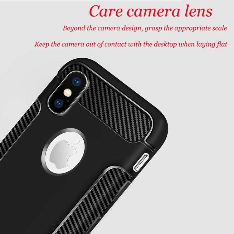 For iPhone X / XS Carbon Fiber Anti-slip TPU Protective Case