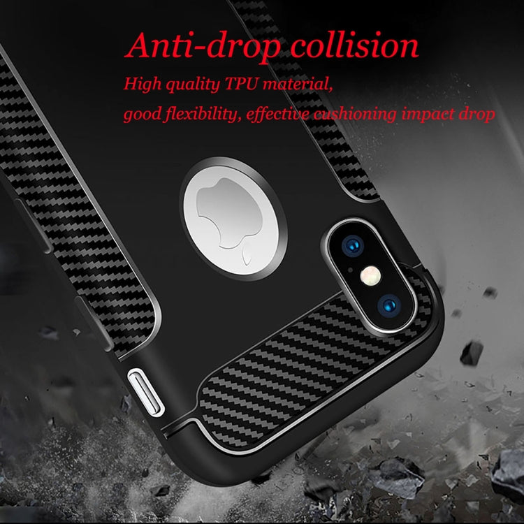 For iPhone X / XS Carbon Fiber Anti-slip TPU Protective Case