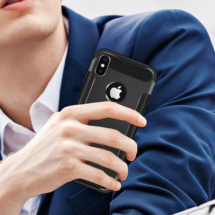For iPhone X / XS Carbon Fiber Anti-slip TPU Protective Case