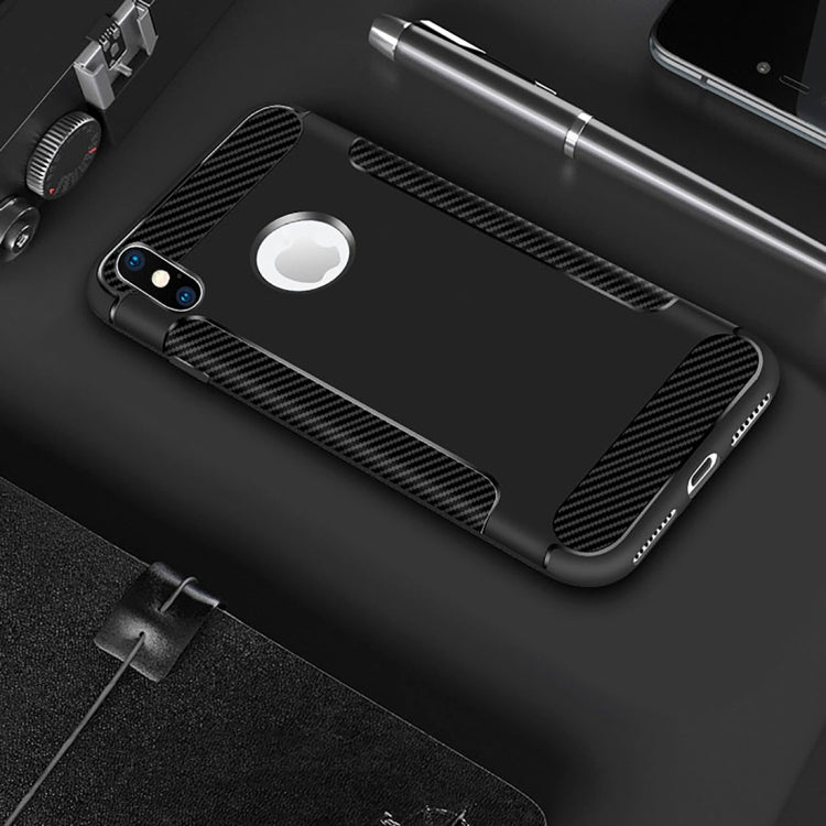 For iPhone X / XS Carbon Fiber Anti-slip TPU Protective Case