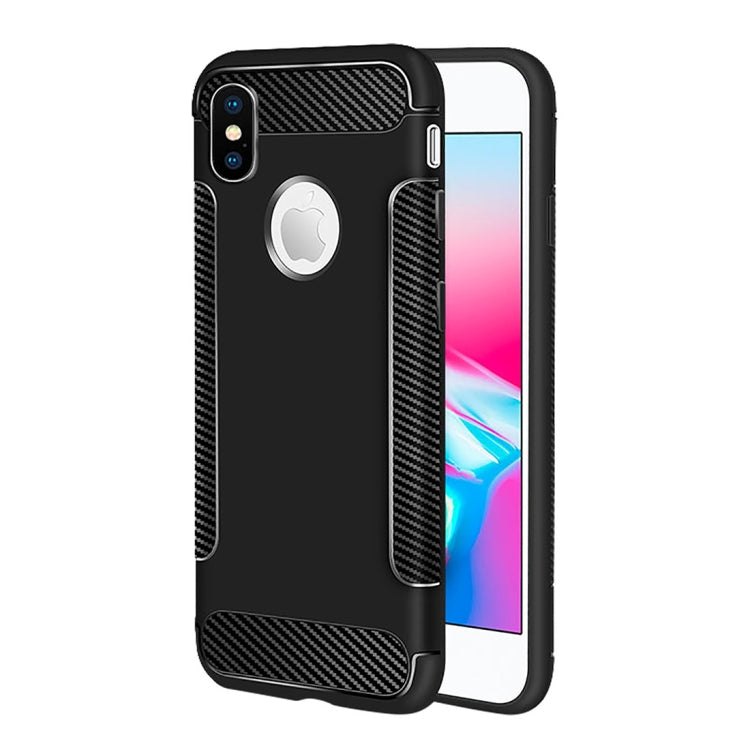 For iPhone X / XS Carbon Fiber Anti-slip TPU Protective Case