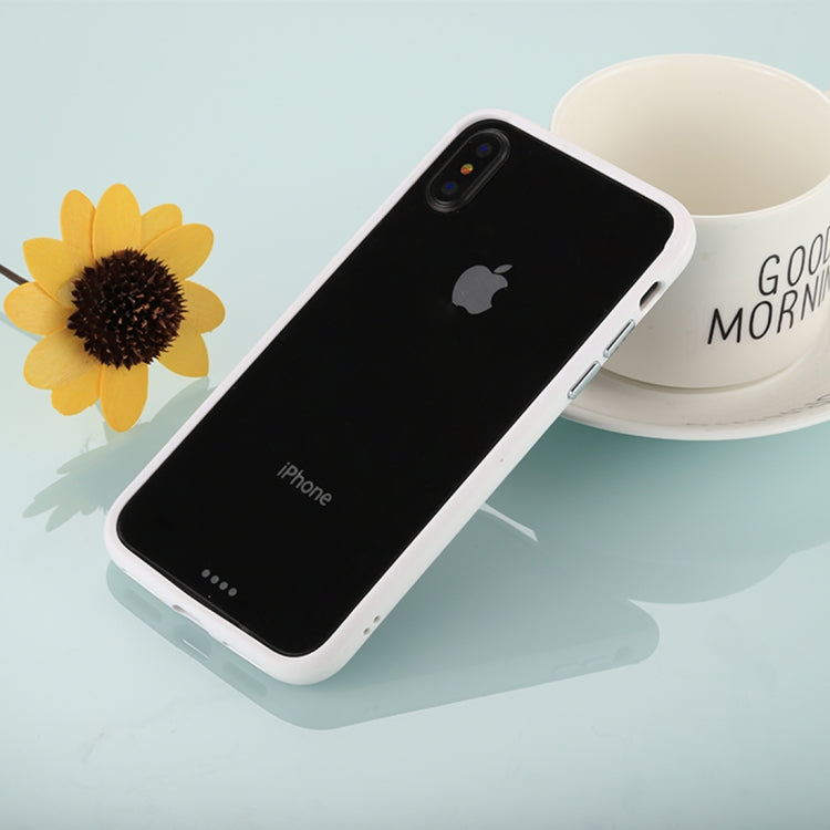 For iPhone X / XS PC Hard Glue + TPU Soft Glue Bumper Frame(White)