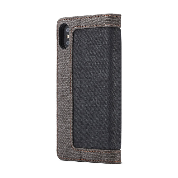 For iPhone X / XS CaseMe Denim + Canvas + PC Material Horizontal Flip Leather Case with Card Slot & Holder & Wallet & Photo Frame
