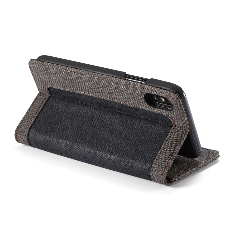 For iPhone X / XS CaseMe Denim + Canvas + PC Material Horizontal Flip Leather Case with Card Slot & Holder & Wallet & Photo Frame