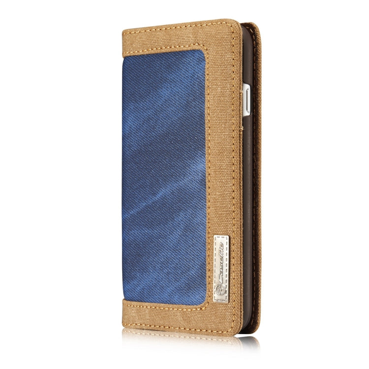For iPhone X / XS CaseMe Denim + Canvas + PC Material Horizontal Flip Leather Case with Card Slot & Holder & Wallet & Photo Frame