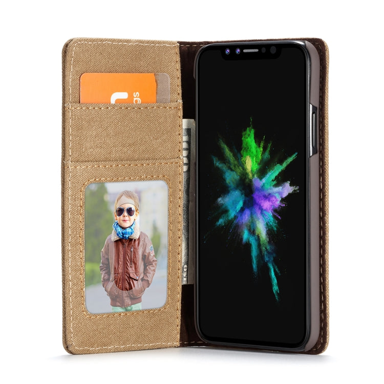 For iPhone X / XS CaseMe Denim + Canvas + PC Material Horizontal Flip Leather Case with Card Slot & Holder & Wallet & Photo Frame
