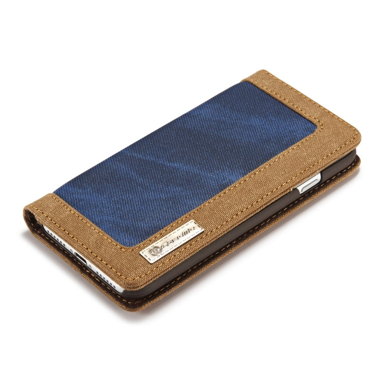 For iPhone X / XS CaseMe Denim + Canvas + PC Material Horizontal Flip Leather Case with Card Slot & Holder & Wallet & Photo Frame