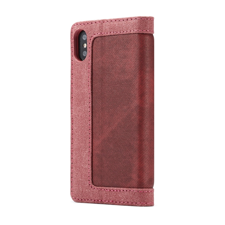 For iPhone X / XS CaseMe Denim + Canvas + PC Material Horizontal Flip Leather Case with Card Slot & Holder & Wallet & Photo Frame