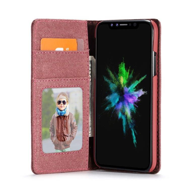 For iPhone X / XS CaseMe Denim + Canvas + PC Material Horizontal Flip Leather Case with Card Slot & Holder & Wallet & Photo Frame
