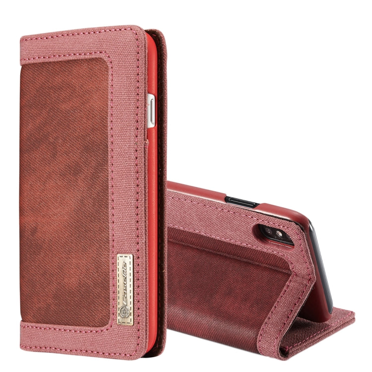 For iPhone X / XS CaseMe Denim + Canvas + PC Material Horizontal Flip Leather Case with Card Slot & Holder & Wallet & Photo Frame