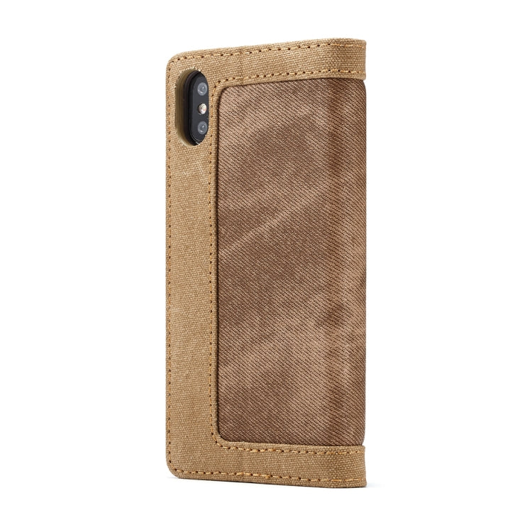 For iPhone X / XS CaseMe Denim + Canvas + PC Material Horizontal Flip Leather Case with Card Slot & Holder & Wallet & Photo Frame