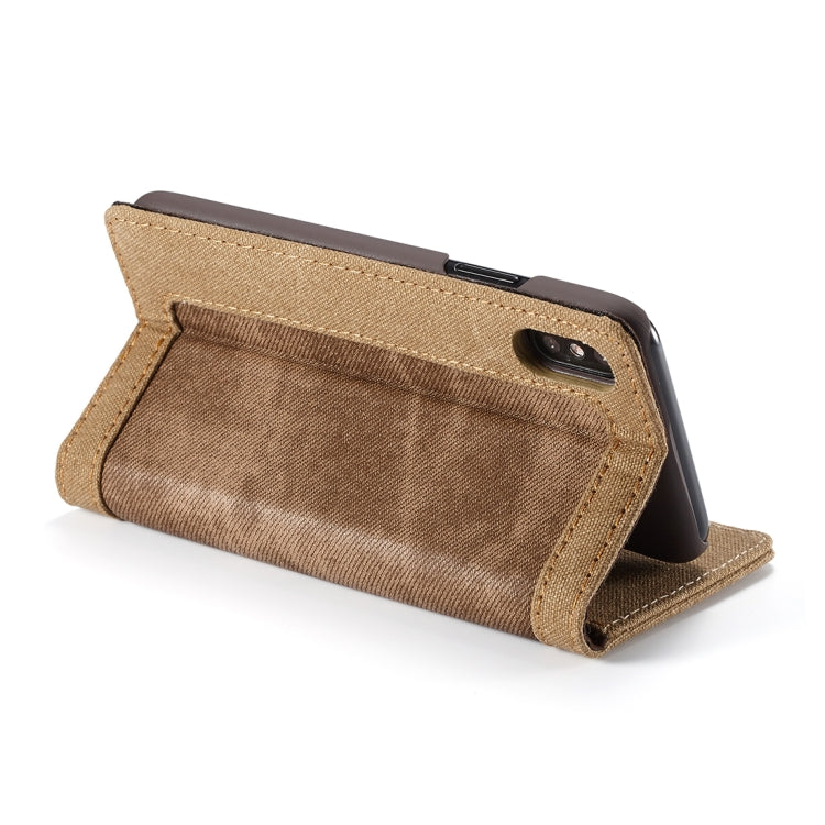 For iPhone X / XS CaseMe Denim + Canvas + PC Material Horizontal Flip Leather Case with Card Slot & Holder & Wallet & Photo Frame