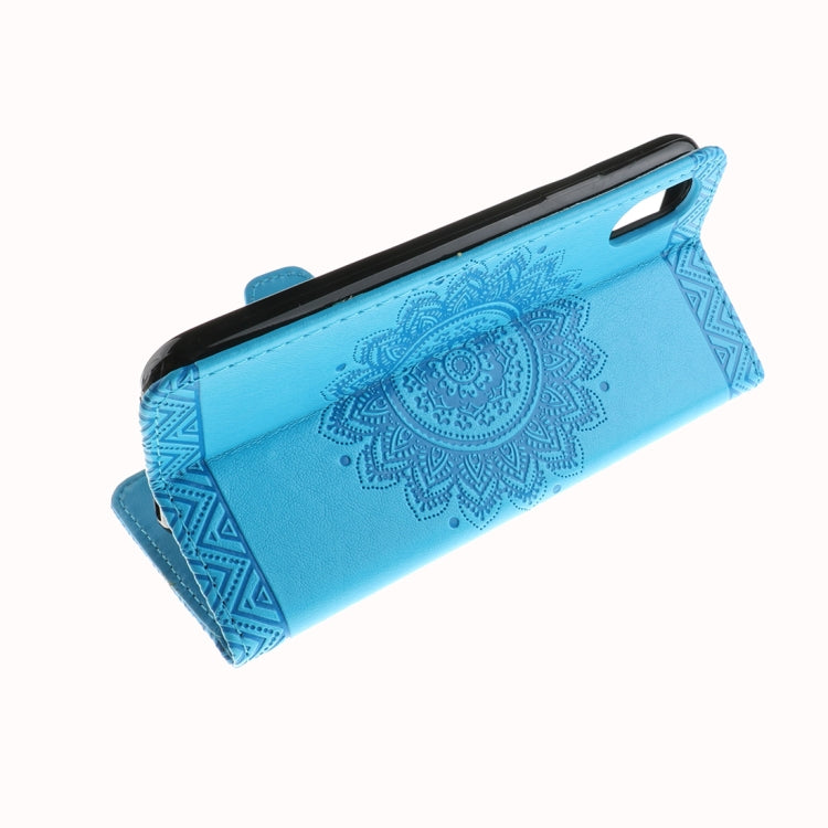 For iPhone X / XS Embossment Mandala Pattern Horizontal Flip Leather Case with Holder & Card Slots & Wallet & Lanyard