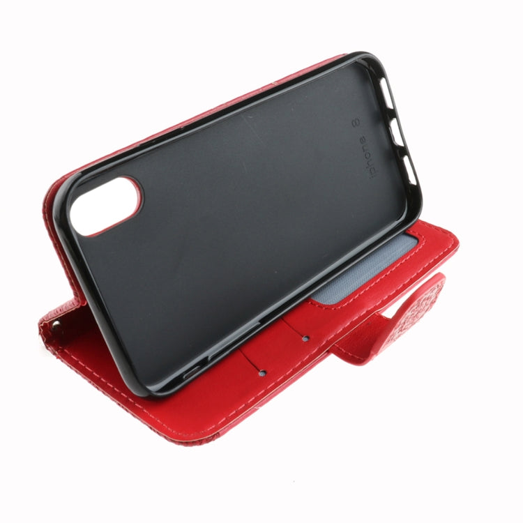 For iPhone X / XS Embossment Mandala Pattern Horizontal Flip Leather Case with Holder & Card Slots & Wallet & Lanyard