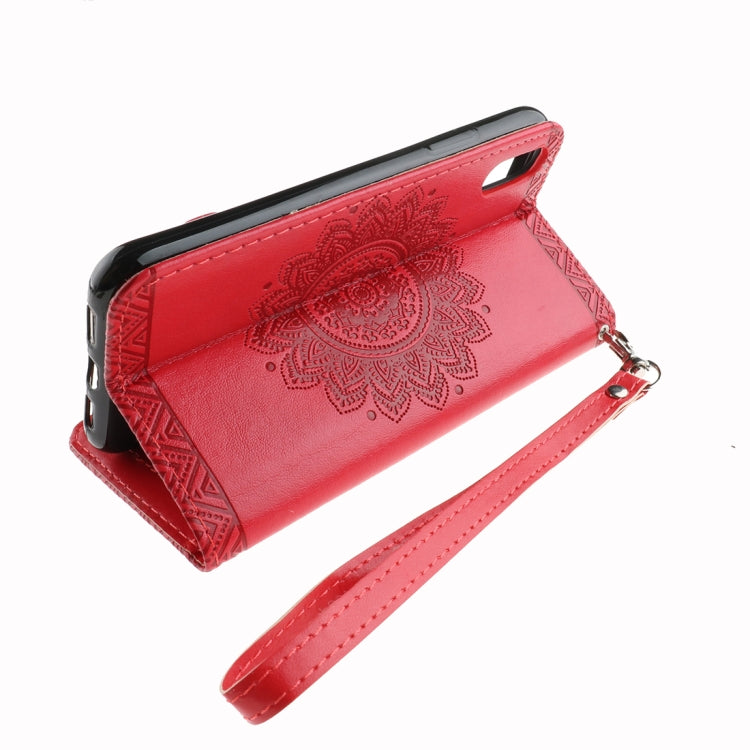 For iPhone X / XS Embossment Mandala Pattern Horizontal Flip Leather Case with Holder & Card Slots & Wallet & Lanyard