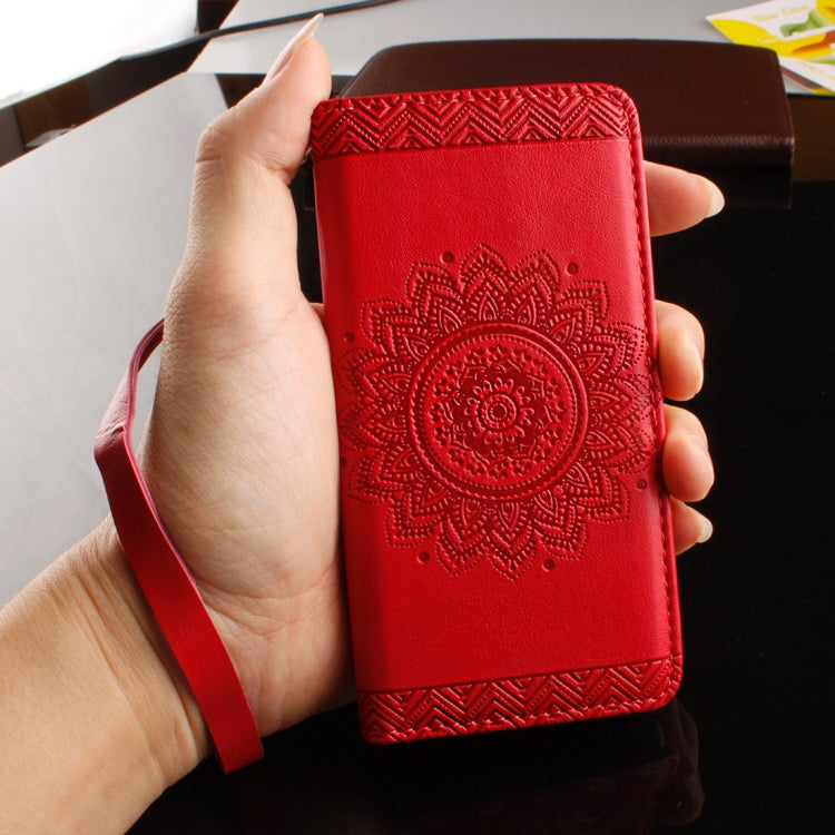 For iPhone X / XS Embossment Mandala Pattern Horizontal Flip Leather Case with Holder & Card Slots & Wallet & Lanyard