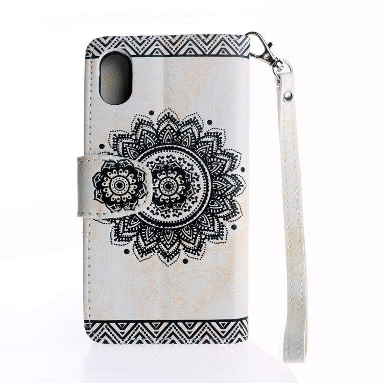 For iPhone X / XS Embossment Mandala Pattern Horizontal Flip Leather Case with Holder & Card Slots & Wallet & Lanyard