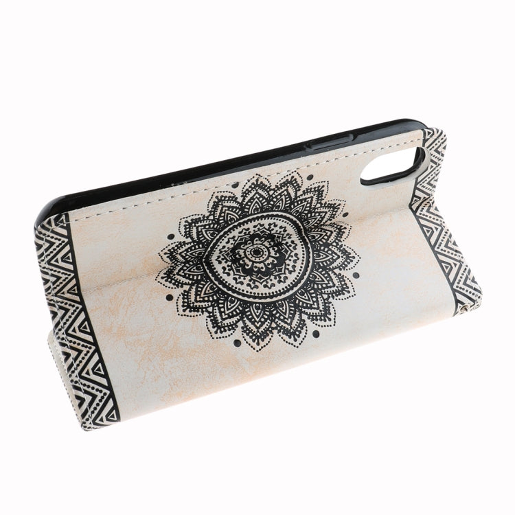 For iPhone X / XS Embossment Mandala Pattern Horizontal Flip Leather Case with Holder & Card Slots & Wallet & Lanyard